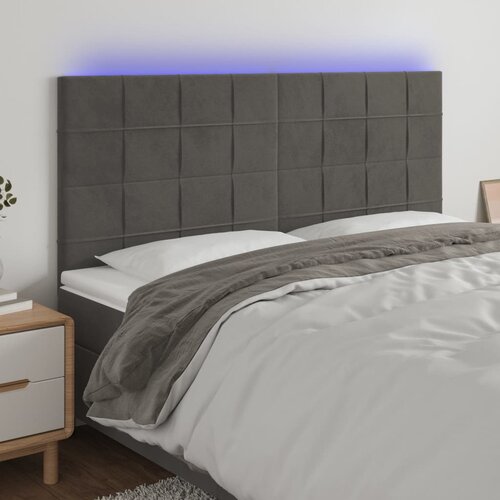 VidaXL LED uzglavlje tamnosivo 200x5x118/128 cm bar&amp;scaron;unasto Slike