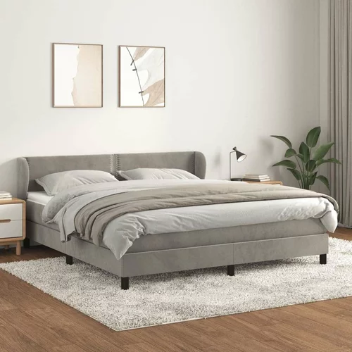  Box spring postelja z vzmetnico svetlo siva 160x200 cm žamet, (20895506)