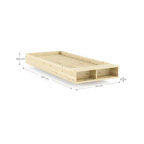 Karup postelja iz masivnega bora brez vzglavja z letvenim dnom 90x200 cm v naravni barvi merge &amp;ndash; Slike