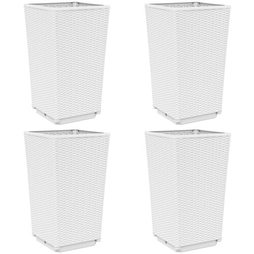 Maison Chic Vrtna cvetlična korita - Cvetlični Lonec 4 kosi bela 32,5x32,5x57 cm PP, (21788676) Slike