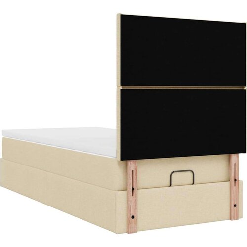 VidaXL Otomanski okvir kreveta s madraca krem 90x190cm od tkanine Slike