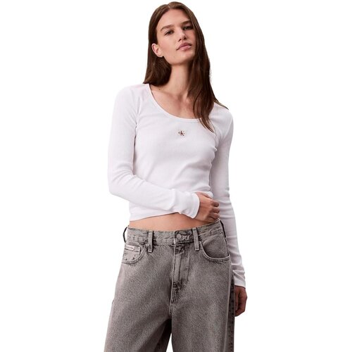 Calvin Klein Jeans Majice z dolgimi rokavi LV047D218G Bela Cene