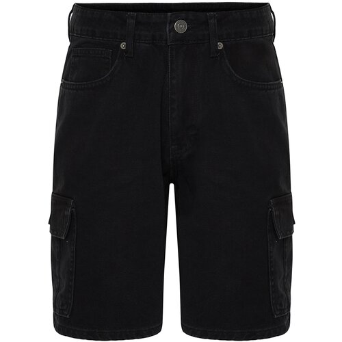 Trendyol Men's Black Regular Fit Cargo Pocket Denim Shorts Cene