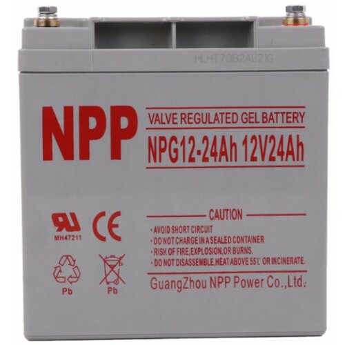 NPP NPG12V-24Ah, gel battery, C20=24AH, T14, 166x126x174x181, 7,6KG, light grey 43873 Slike