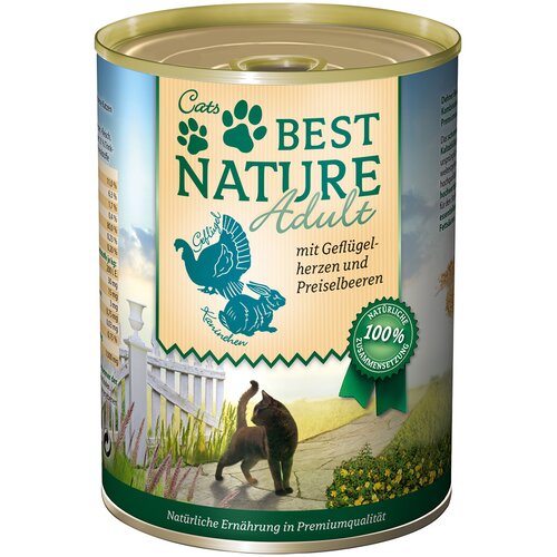 Best Nature Cat Adult 6 x 400 g - perutnina in kunec Slike