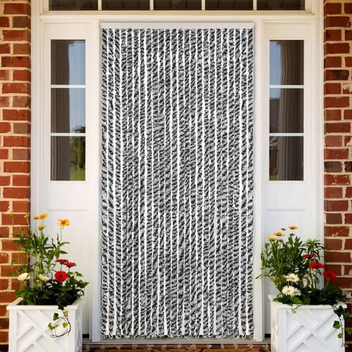 vidaXL Zastor protiv muha sivi i crno-bijeli 100 x 220 cm od šenila Cijene