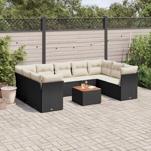 vidaXL 10-dijelni set vrtnih sofa s jastucima crni od poliratana Cijene