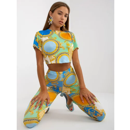 Fashion Hunters Blue two-piece casual set with prints