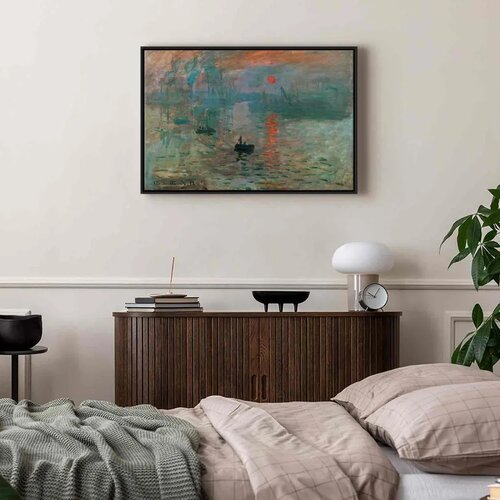  Slika - Claude Monet &amp;ndash; Impression Sunrise 120x80 U crnom drvenom okviru Slike