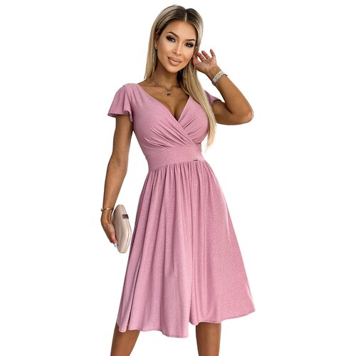 Numoco Dress with neckline and short sleeves Slike