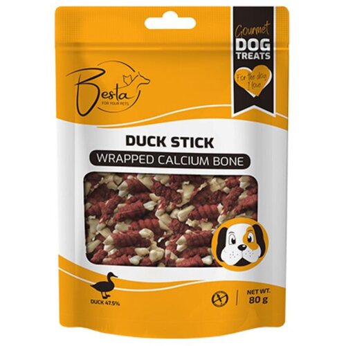 BESTA Poslastica za pse Stick Wrapped Calcium Bone, Pačetina, 80 g Cene