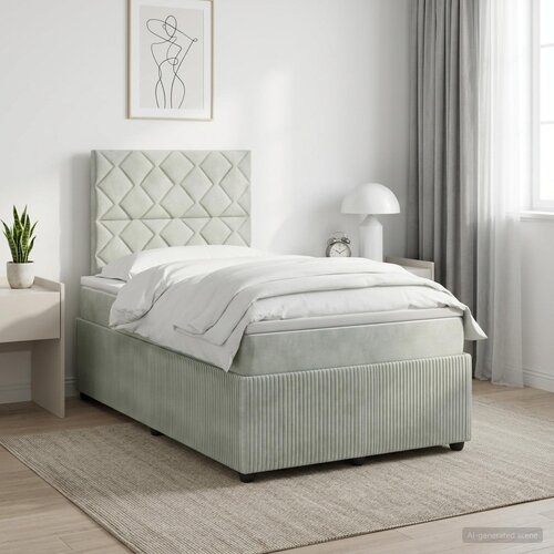  Boxspring krevet s madracem Svjetlosiva 120 x 190 cm Bar&scaron;un Cijene