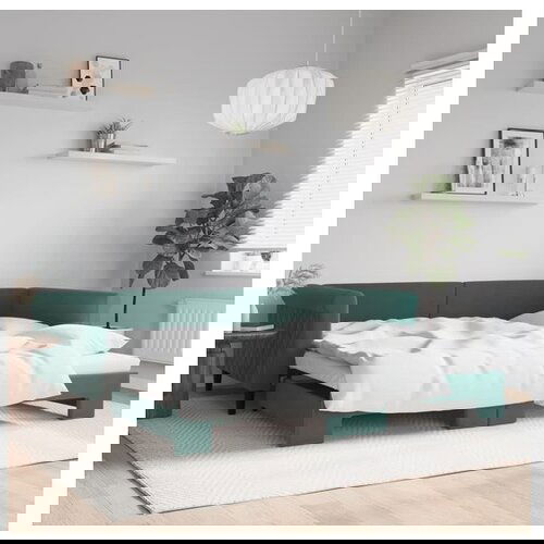 VidaXL Izvlečna dnevna postelja temno zelena 100x200 cm žame Slike