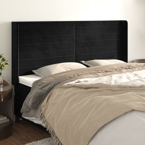 vidaXL Uzglavlje s ušima crni 203x16x118/128 cm baršunasti Cijene