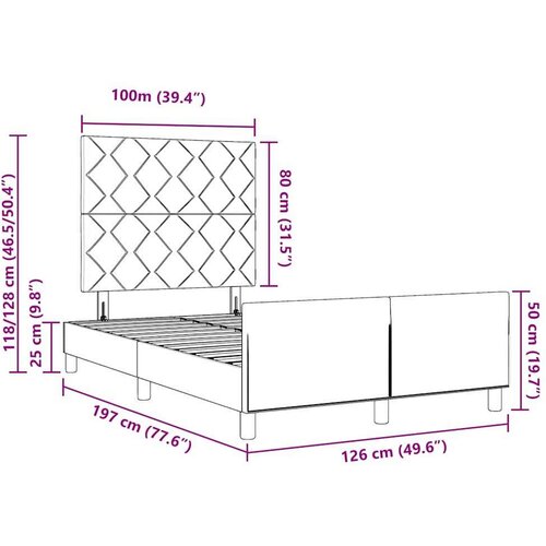 VidaXL Okvir za krevet Tamno smeđa 120 x 190 cm tkanina Slike