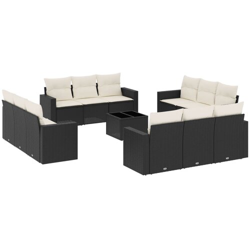  13-dijelni set vrtnih sofa s jastucima poliratan crni Slike