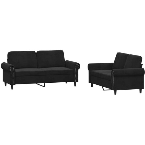 Maison Chic Sedežna garnitura - kavč 2-delna z blazinami črn žamet, (21728995) Cene