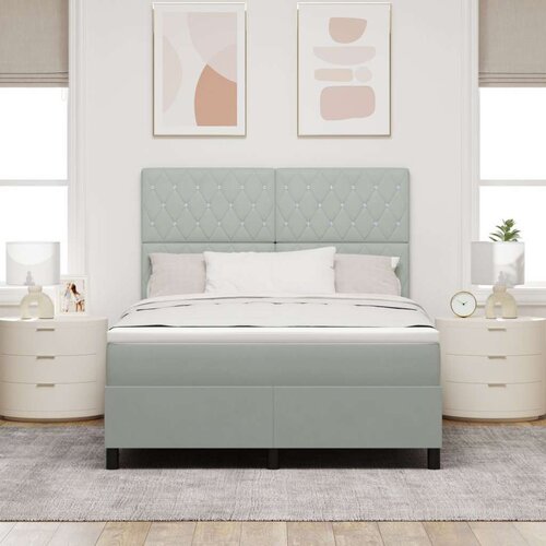 VidaXL box spring krevet s madracem svijetlo sivi 140x190 cm bar&amp;scaron;un Slike