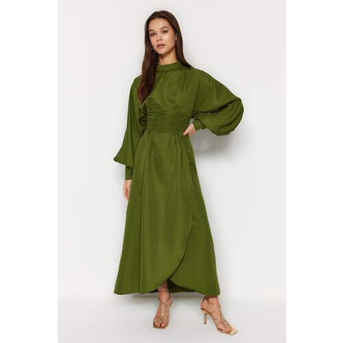 Trendyol Green Fitted Jacquard Satin Floral Woven Cene