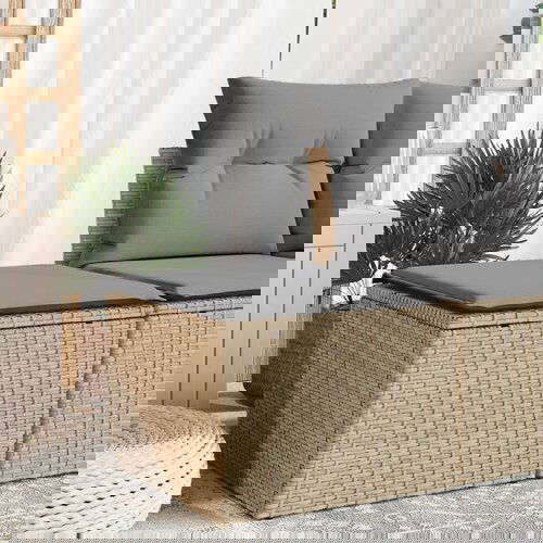 VidaXL Vrtni stolček z blazino bež 55x55x37 cm poli ratan Slike
