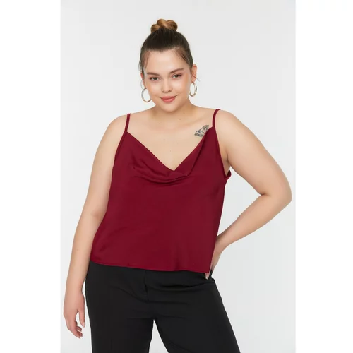 Trendyol Curve Plum Weightlifting Satin Woven Blouse