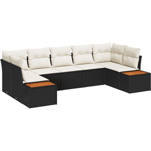  Set od 7 dijelova vrtnih kauča s jastučićima crni poli ratan akacija Cijene