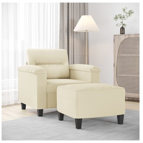 vidaXL Fotelja s tabureom krem 60 cm od umjetne kože Cijene