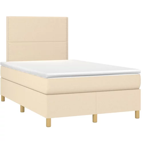 vidaXL Box spring postelja z vzmetnico krem 120x190 cm blago, (21111932)