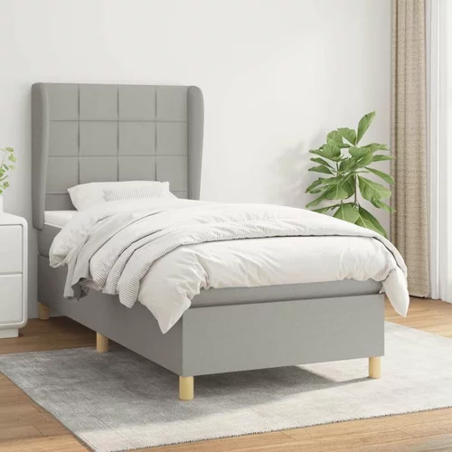 Box spring postelja z vzmetnico svetlo siva 90x190 cm blago, (20790102)