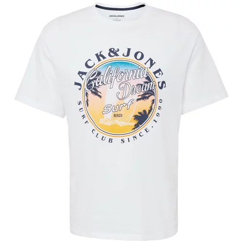 Jack & Jones Majica 'OWEN SUMMER' svetlo modra / svetlo rumena / črna / bela