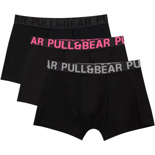 Pull&Bear Bokserice svijetlosiva / tamo siva / roza / crna