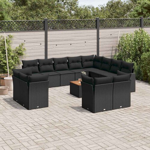  13-dijelni set vrtnih sofa s jastucima poliratan crni Cijene