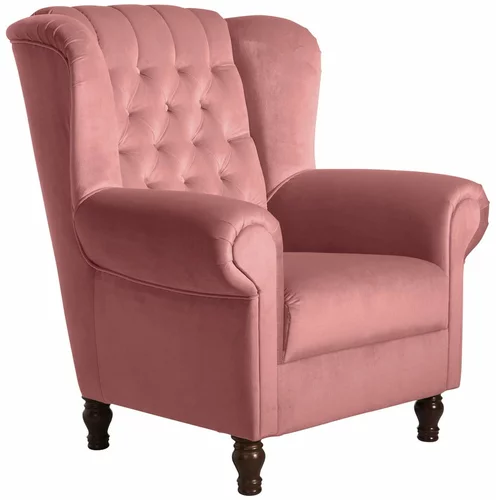 Max Winzer roza baršunasta fotelja Vary Velvet