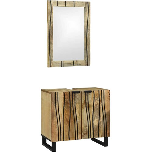  Set ormarića za kupaonicu 2 pcs Prirodna Čvrsto drvo manga Cijene
