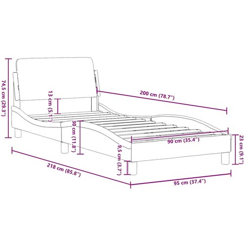  Okvir za krevet Dover bijela 90x200 cm od umjetne kože Slike