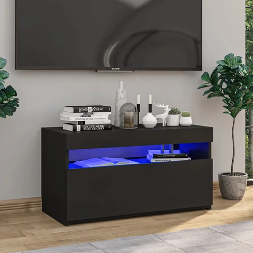 TV ormarić s LED svjetlima crni 75 x 35 x 40 cm