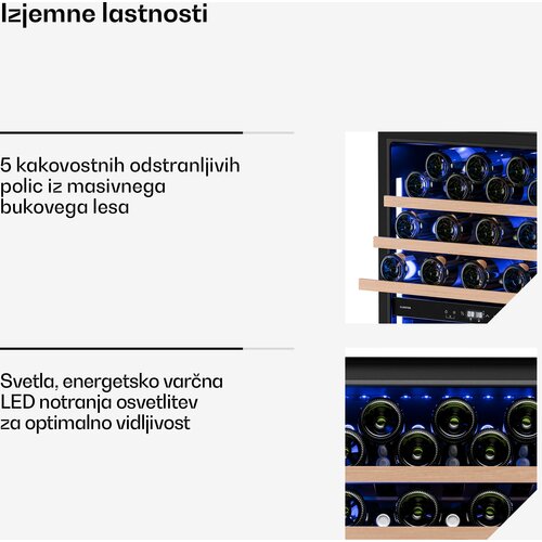 Klarstein illuminosa ugradbeni vinski hladnjak | dvozonski | uv za&amp;scaron;tita | 143 litra | 57 boca | 60 cm Slike