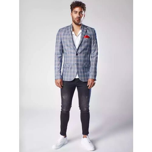 DStreet Navy blue men's checked jacket MX0566 Cijene