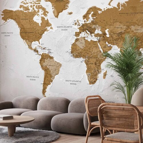  Foto tapeta - World Map: White Oceans 450x315 Premium Cene