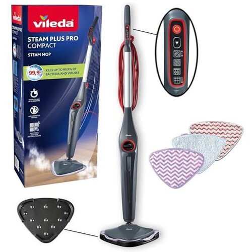Vileda Parni čistilec Steam Plus Pro Compact z 4 nastavitvami pare, (5000507712) Cene