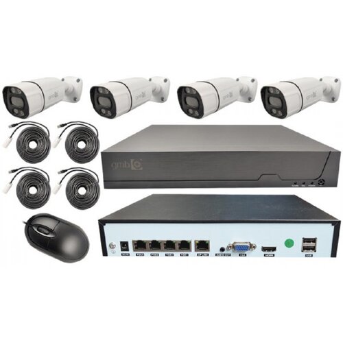 Gembird CAM-IP5MP-POEKITXM4W GMB Kamera 5 mpix set full color IP 4/1 POE NVR app xmeye sa mikrofonom Cene
