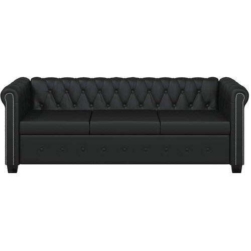  Trosjed Chesterfield od umjetne kože crni Slike