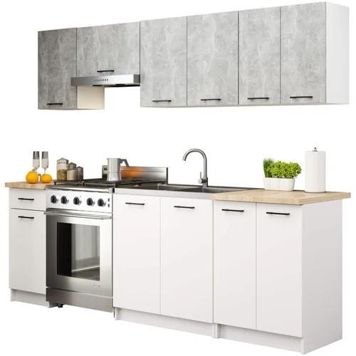 AKORD KITCHEN FURNITURE SET OLIWIA 2.4M BETON-BELA, (21702852)