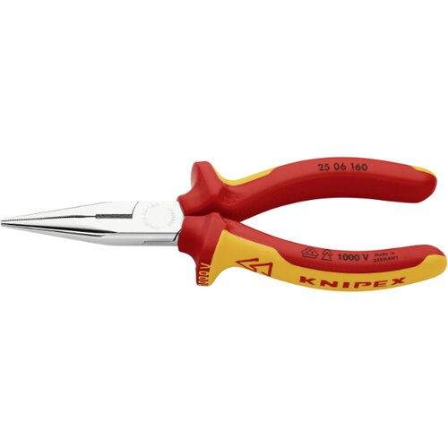 Knipex Flachrundzange mit Schneide, 160mm 25 06 160: raveno okrogle klešče s rezilom, 160mm 25 06 160., (20787233) Cene
