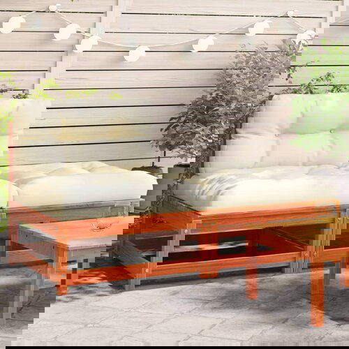 VidaXL Vrtna sofa bez naslona za ruke s jastucima i tabureom Slike