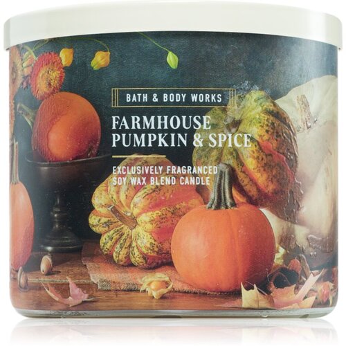 Bath &amp;amp; Body Works Farmhouse Pumpkin &amp;amp; Spice di&amp;scaron;eča sveča 411 g Slike