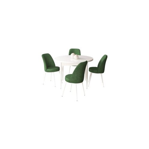 Hanah home Set Trpezarijski sto i 4 stolice, zelena i bijela Slike