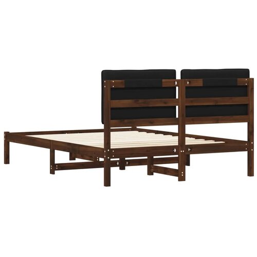 Krevetni okvir s tapiciranim uzglavljem Tamno smeđa i crna - tamno smeđa i crna 140 x 200 cm Slike