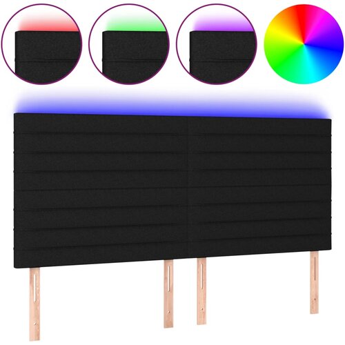 Maison Chic led posteljno vzglavje - vzglavna omarica - nočna omarica črno 180x5x118/128 cm blago, (21712362) Slike