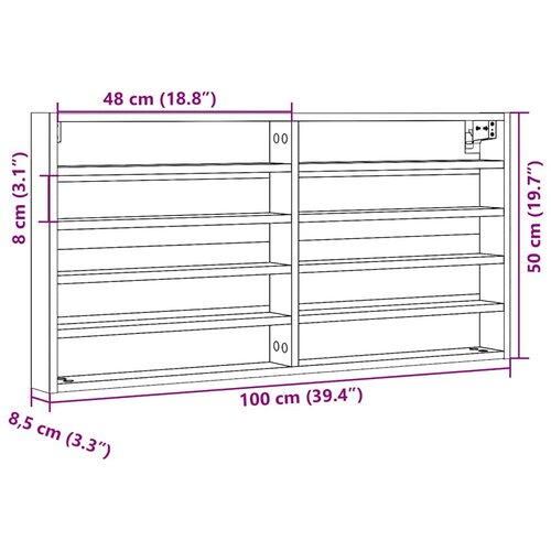  Vitrina bijela 100x8,5x50 cm konstruirano drvo Slike